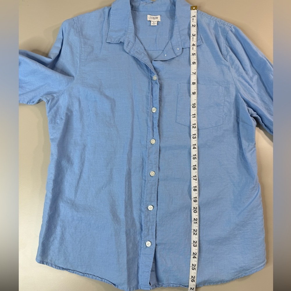 J. Crew Factory Linen shirt perfect fit AL 522 Blue Size Large - Picture 8 of 16